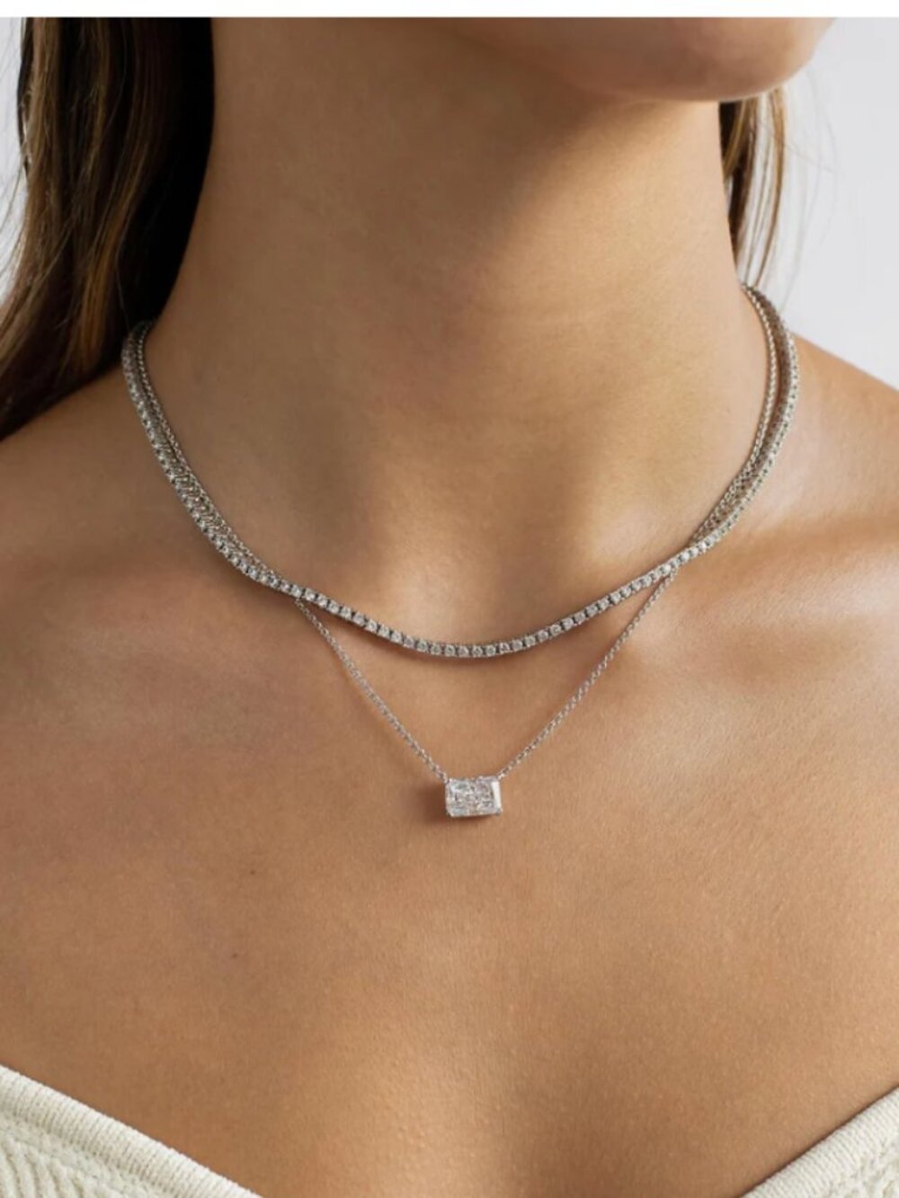 Petite Tennis Necklace (2mm) Classic 2mm tennis necklace WORN ONCE!